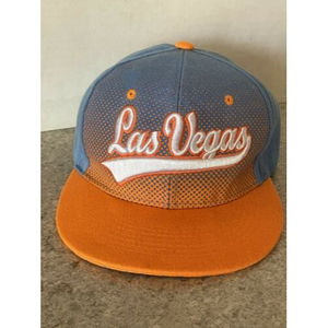 LAS VEGAS Embroidered Snapback OSFA Baseball Cap Hat Orange Lt Blue USA